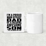 Proud Hair Stylist Dad Of Awesome Son - Drink Coaster