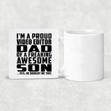 Proud Video Editor Dad Of Awesome Son - Drink Coaster