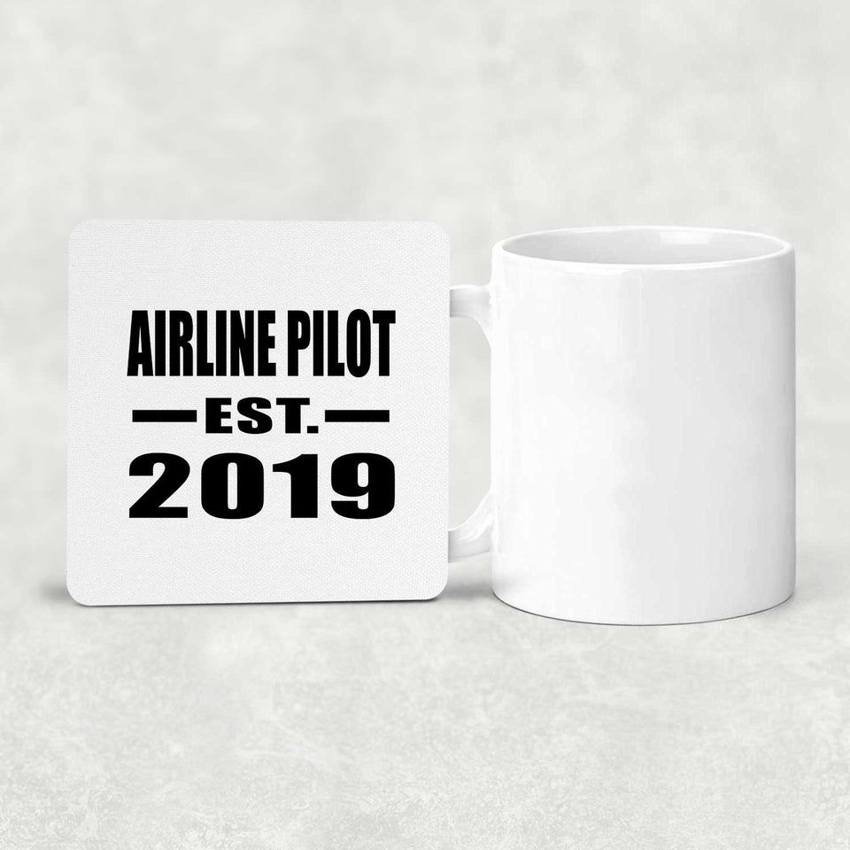 Airline Pilot Established EST. 2019 - Drink Coaster