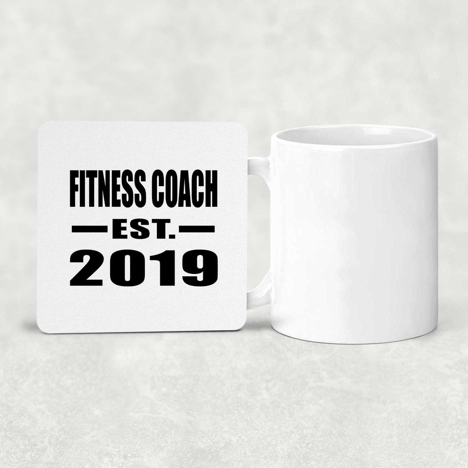 Fitness Coach Established EST. 2019 - Drink Coaster