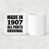 117th Birthday Made in 1907 All Parts Original - Drink Coaster