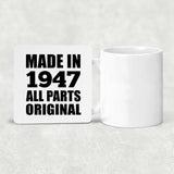 77th Birthday Made in 1947 All Parts Original - Drink Coaster