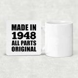 76th Birthday Made in 1948 All Parts Original - Drink Coaster