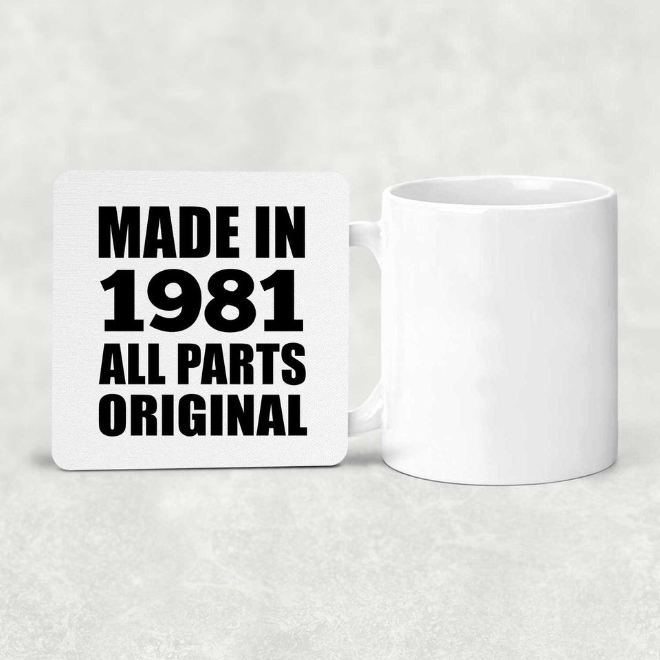 43rd Birthday Made in 1981 All Parts Original - Drink Coaster