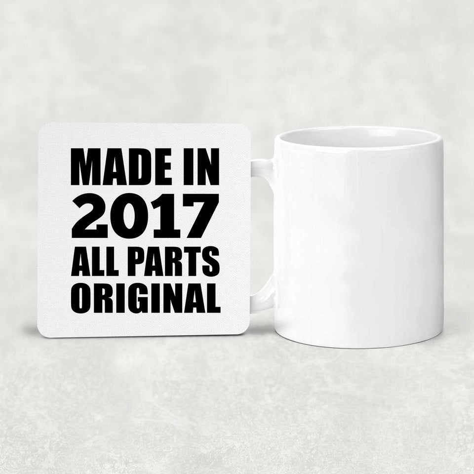 7th Birthday Made in 2017 All Parts Original - Drink Coaster