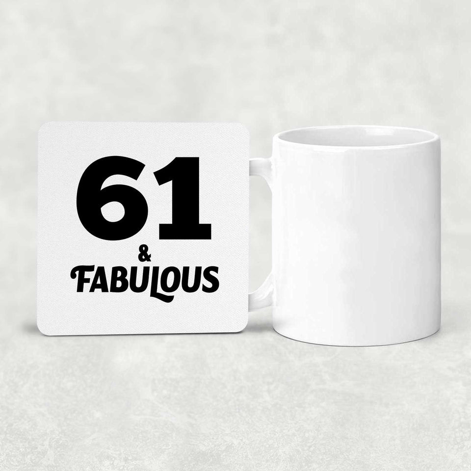 61st Birthday 61 & Fabulous - Drink Coaster