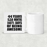 44th Birthday 44 Years 528 Months 16071 Days Of Awesome - Drink Coaster