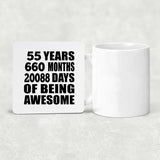 55th Birthday 55 Years 660 Months 20088 Days Of Awesome - Drink Coaster