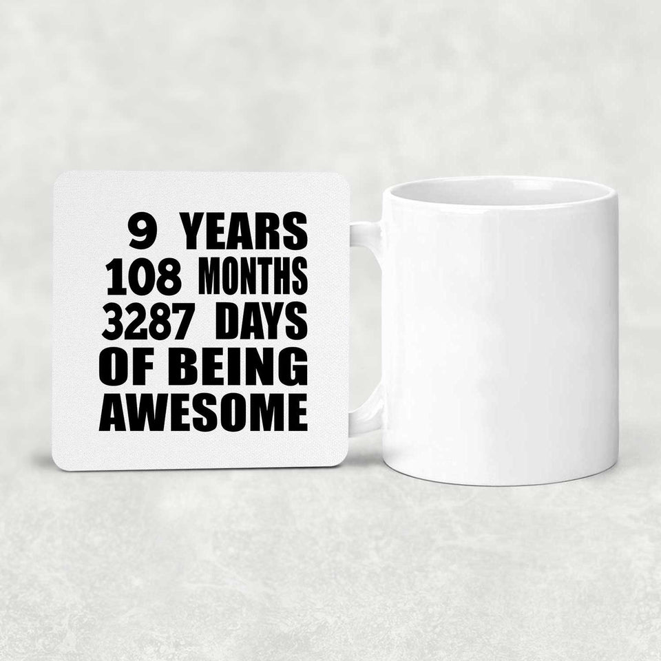 9th Birthday 9 Years 108 Months 3287 Days Of Awesome - Drink Coaster