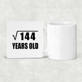 12th Birthday Square Root of 144 Years Old - Drink Coaster