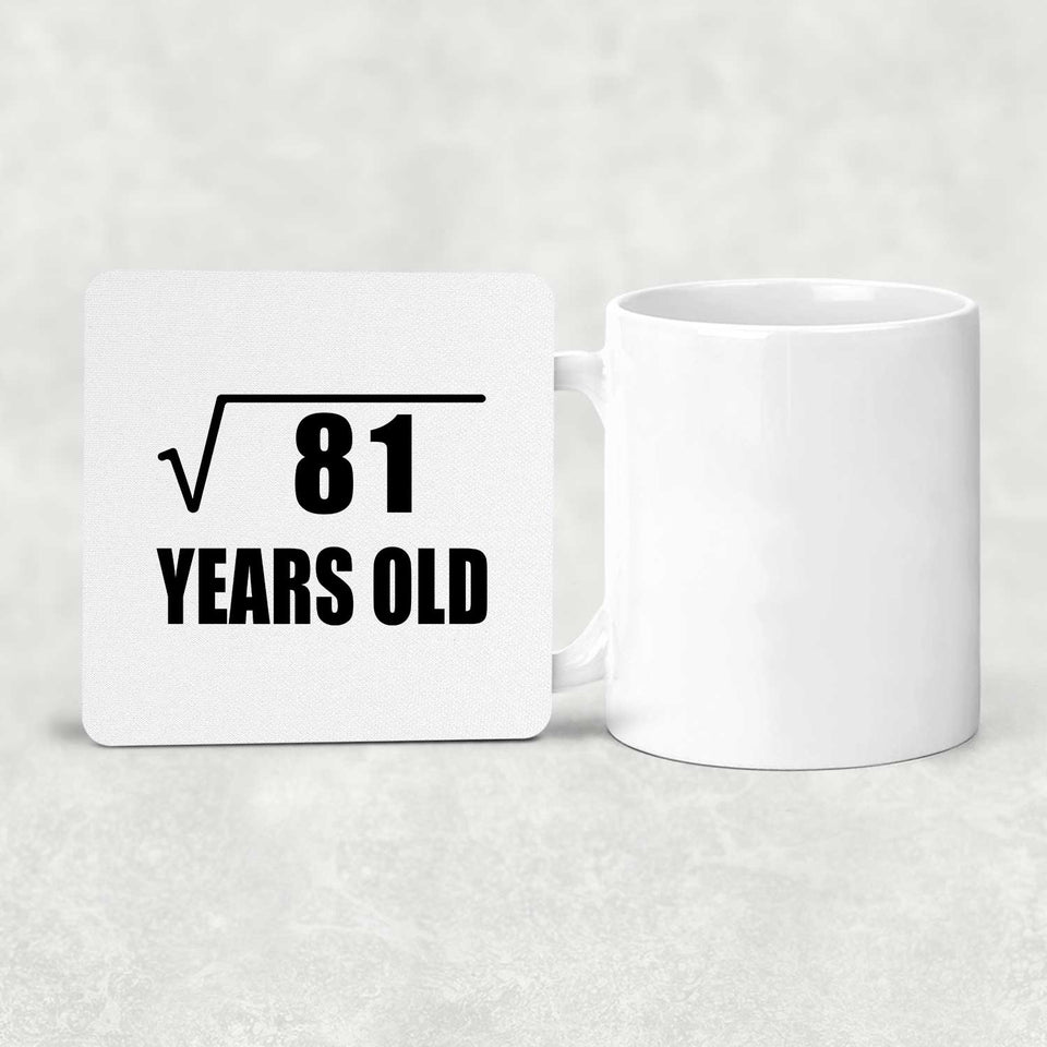 9th Birthday Square Root of 81 Years Old - Drink Coaster
