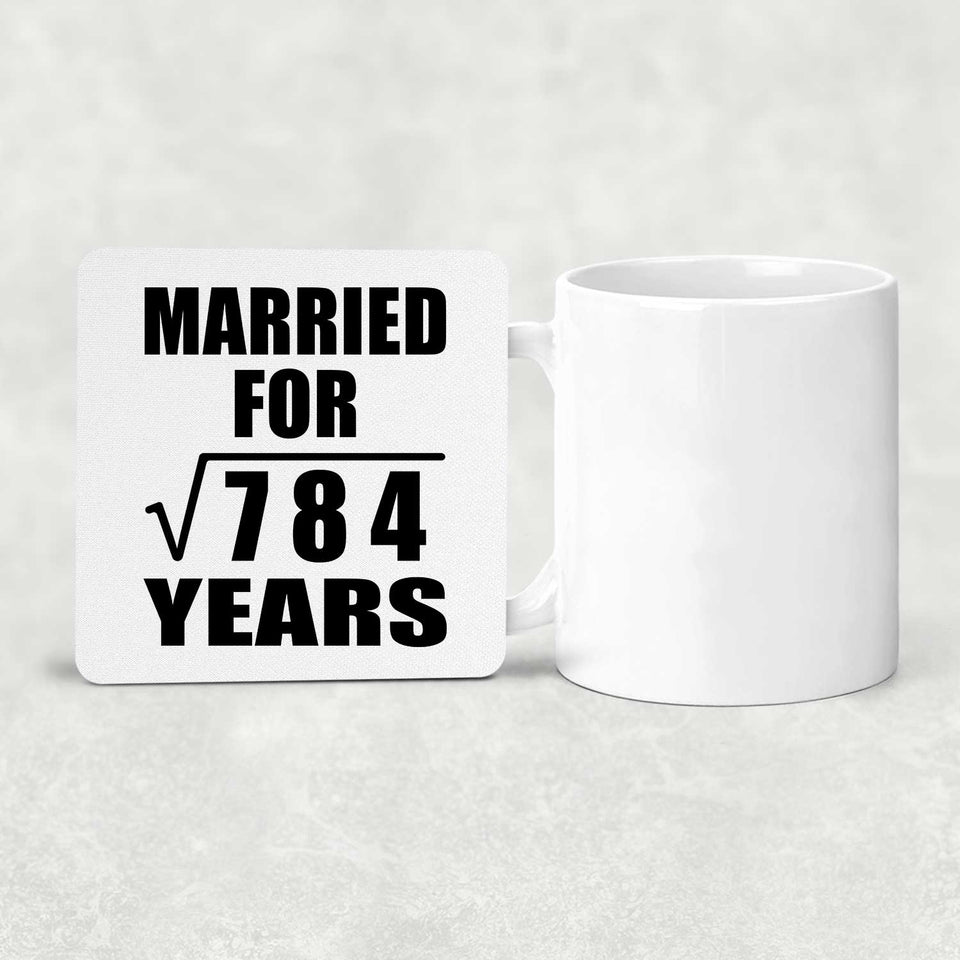 28th Anniversary Married For Square Root of 784 Years - Drink Coaster