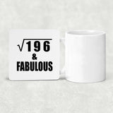 14th Birthday Square Root of 196 & Fabulous - Drink Coaster