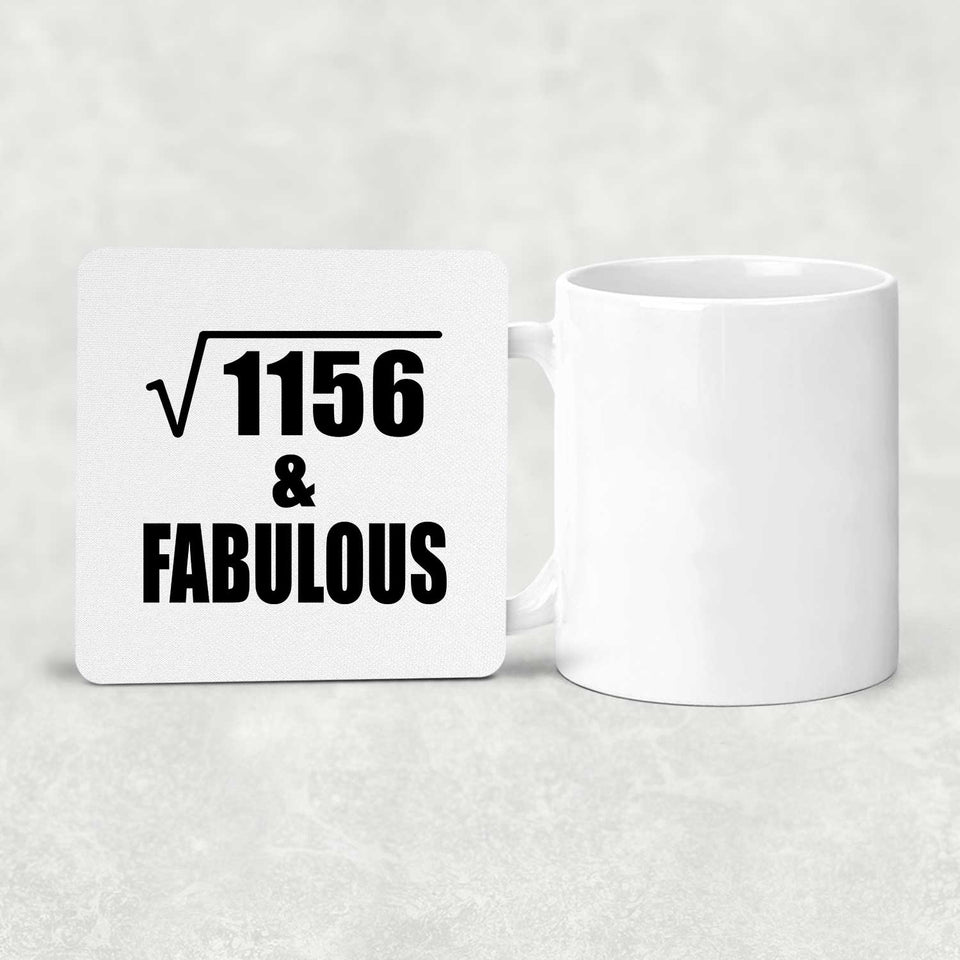 34th Birthday Square Root of 1156 & Fabulous - Drink Coaster
