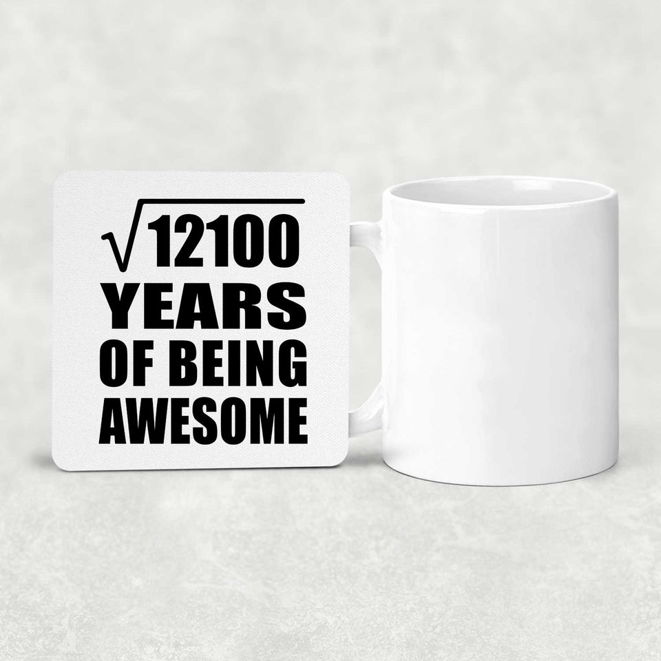 110th Birthday Square Root of 12100 Years of Being Awesome - Drink Coaster