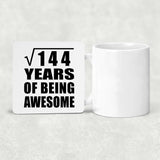 12th Birthday Square Root of 144 Years of Being Awesome - Drink Coaster