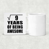 3rd Birthday Square Root of 9 Years of Being Awesome - Drink Coaster