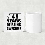 7th Birthday Square Root of 49 Years of Being Awesome - Drink Coaster