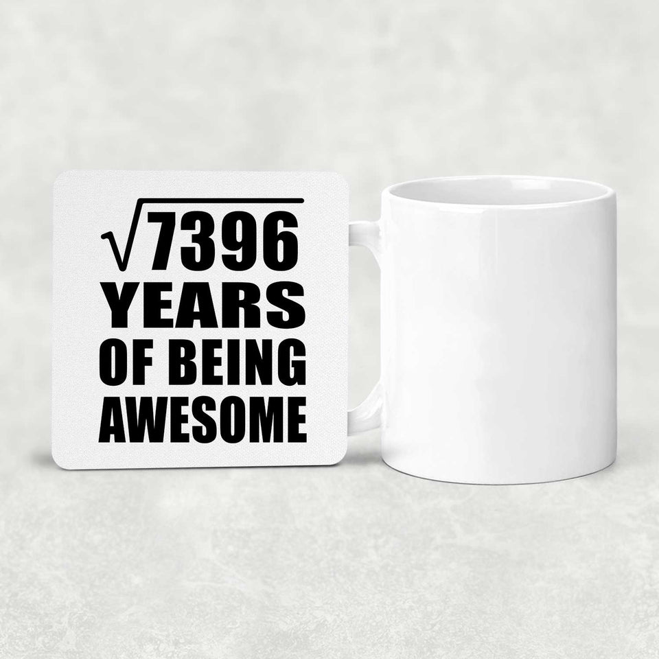 86th Birthday Square Root of 7396 Years of Being Awesome - Drink Coaster