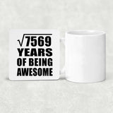 87th Birthday Square Root of 7569 Years of Being Awesome - Drink Coaster