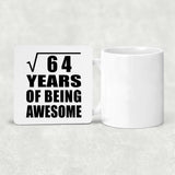 8th Birthday Square Root of 64 Years of Being Awesome - Drink Coaster