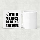 90th Birthday Square Root of 8100 Years of Being Awesome - Drink Coaster