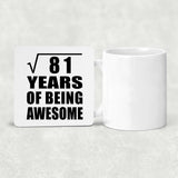 9th Birthday Square Root of 81 Years of Being Awesome - Drink Coaster