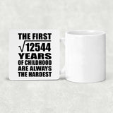 112th Birthday Square Root of 12544 Years of Childhood - Drink Coaster