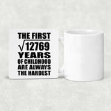 113th Birthday Square Root of 12769 Years of Childhood - Drink Coaster
