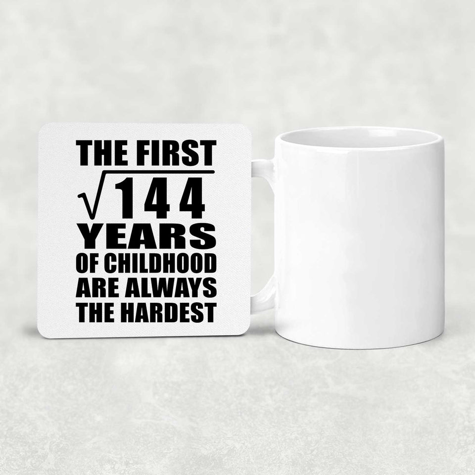 12th Birthday Square Root of 144 Years of Childhood - Drink Coaster