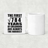 28th Birthday Square Root of 784 Years of Childhood - Drink Coaster