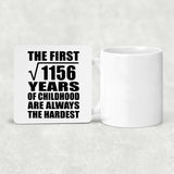 34th Birthday Square Root of 1156 Years of Childhood - Drink Coaster