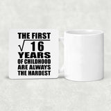 4th Birthday Square Root of 16 Years of Childhood - Drink Coaster