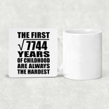 88th Birthday Square Root of 7744 Years of Childhood - Drink Coaster