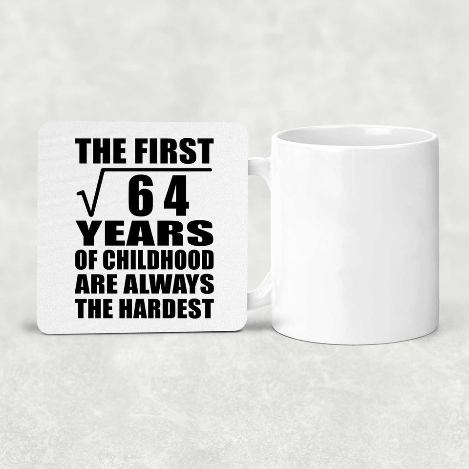 8th Birthday Square Root of 64 Years of Childhood - Drink Coaster