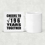 14th Anniversary Cheers To Square Root of 196 Years Together - Drink Coaster
