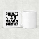 7th Anniversary Cheers To Square Root of 49 Years Together - Drink Coaster
