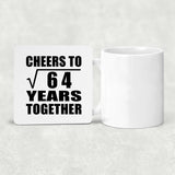 8th Anniversary Cheers To Square Root of 64 Years Together - Drink Coaster