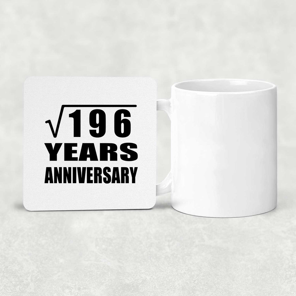 14th Anniversary Square Root of 196 Years Anniversary - Drink Coaster