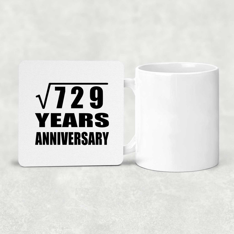 27th Anniversary Square Root of 729 Years Anniversary - Drink Coaster