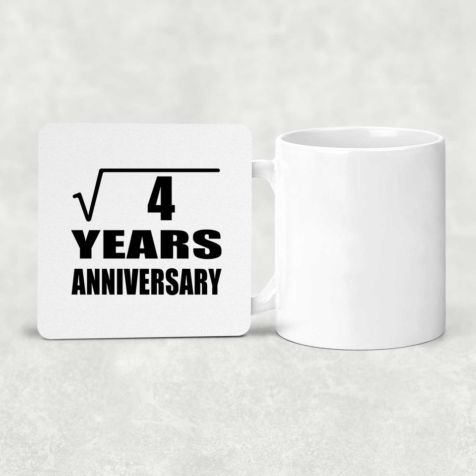 2nd Anniversary Square Root of 4 Years Anniversary - Drink Coaster