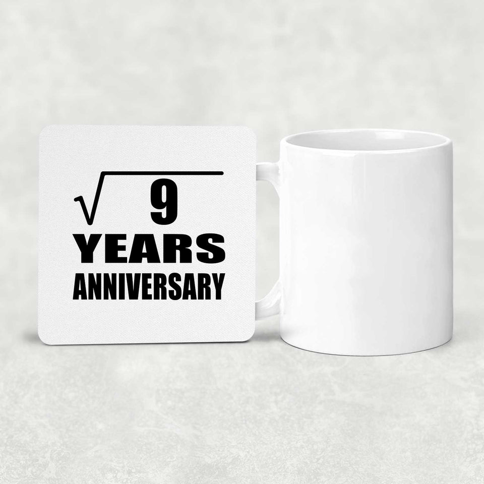 3rd Anniversary Square Root of 9 Years Anniversary - Drink Coaster