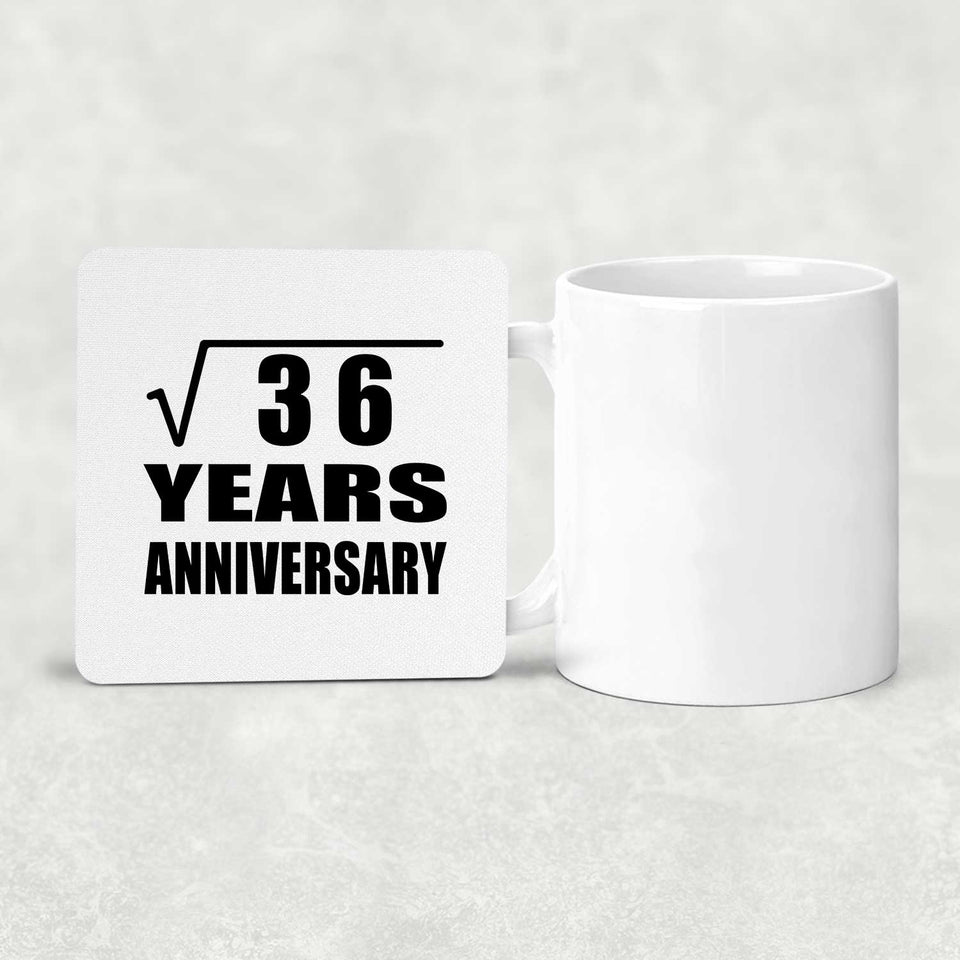 6th Anniversary Square Root of 36 Years Anniversary - Drink Coaster