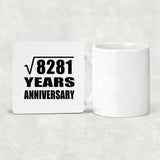 91st Anniversary Square Root of 8281 Years Anniversary - Drink Coaster