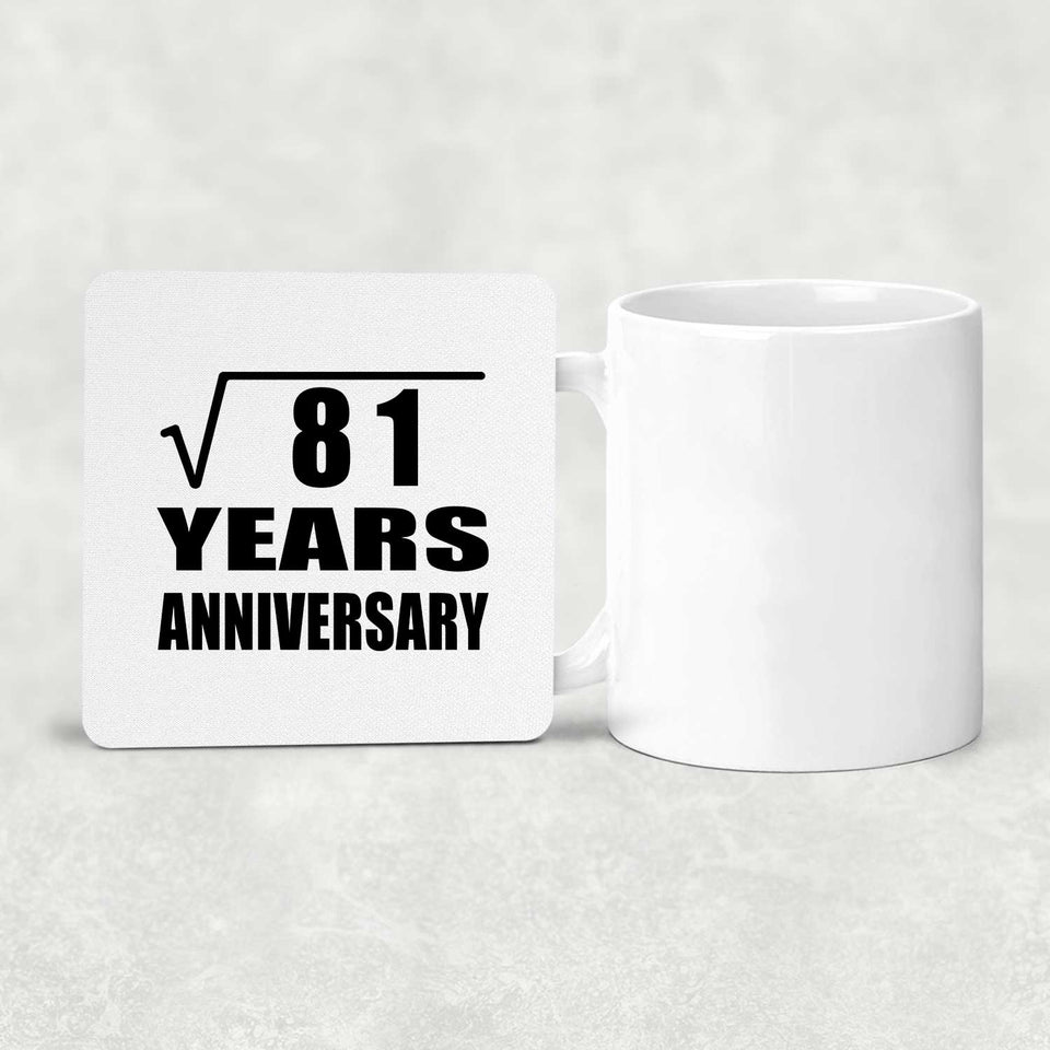 9th Anniversary Square Root of 81 Years Anniversary - Drink Coaster