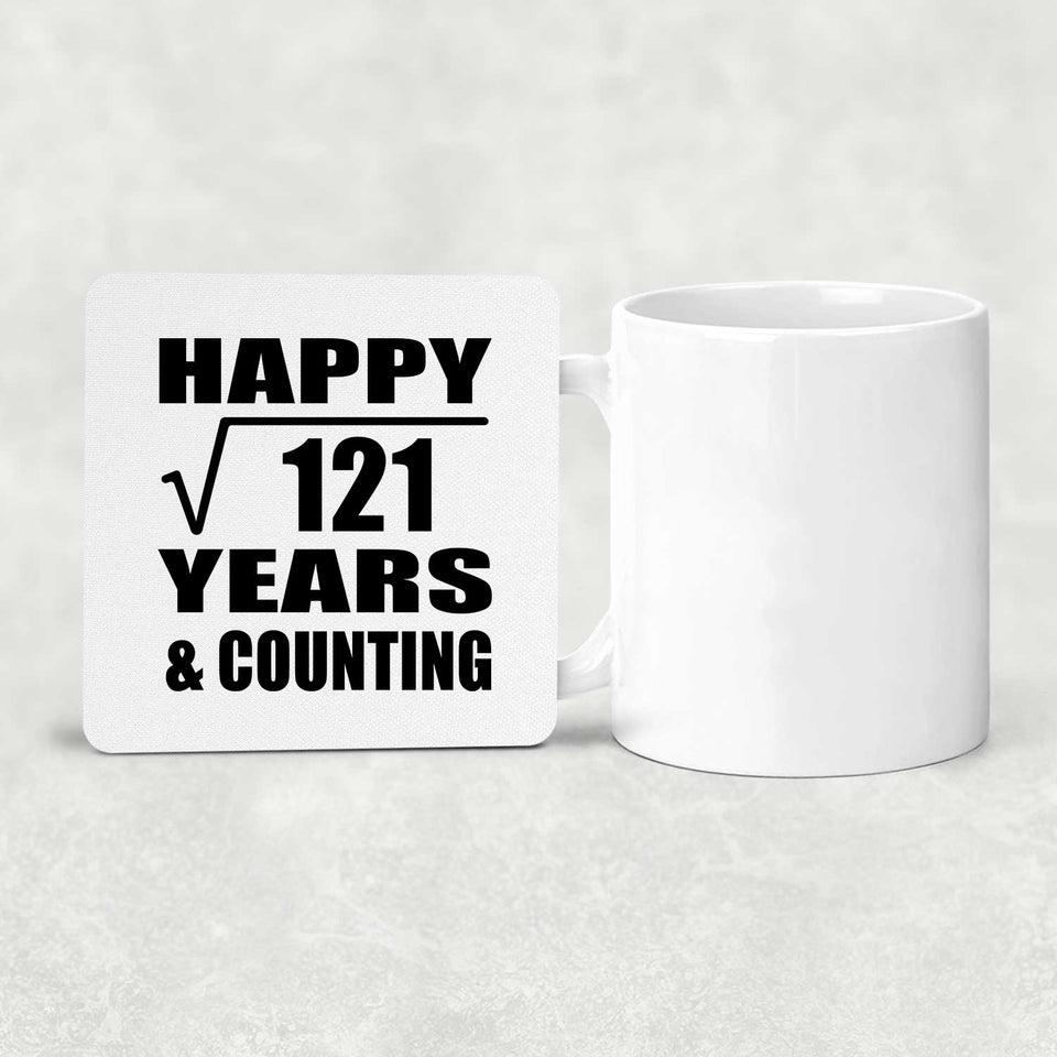 Happy 11th Anniversary Square Root of 121 Years & Counting - Drink Coaster