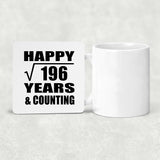 Happy 14th Anniversary Square Root of 196 Years & Counting - Drink Coaster