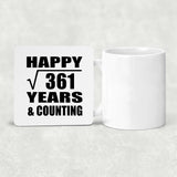 Happy 19th Anniversary Square Root of 361 Years & Counting - Drink Coaster