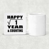 Happy 1st Anniversary Square Root of 1 Year & Counting - Drink Coaster