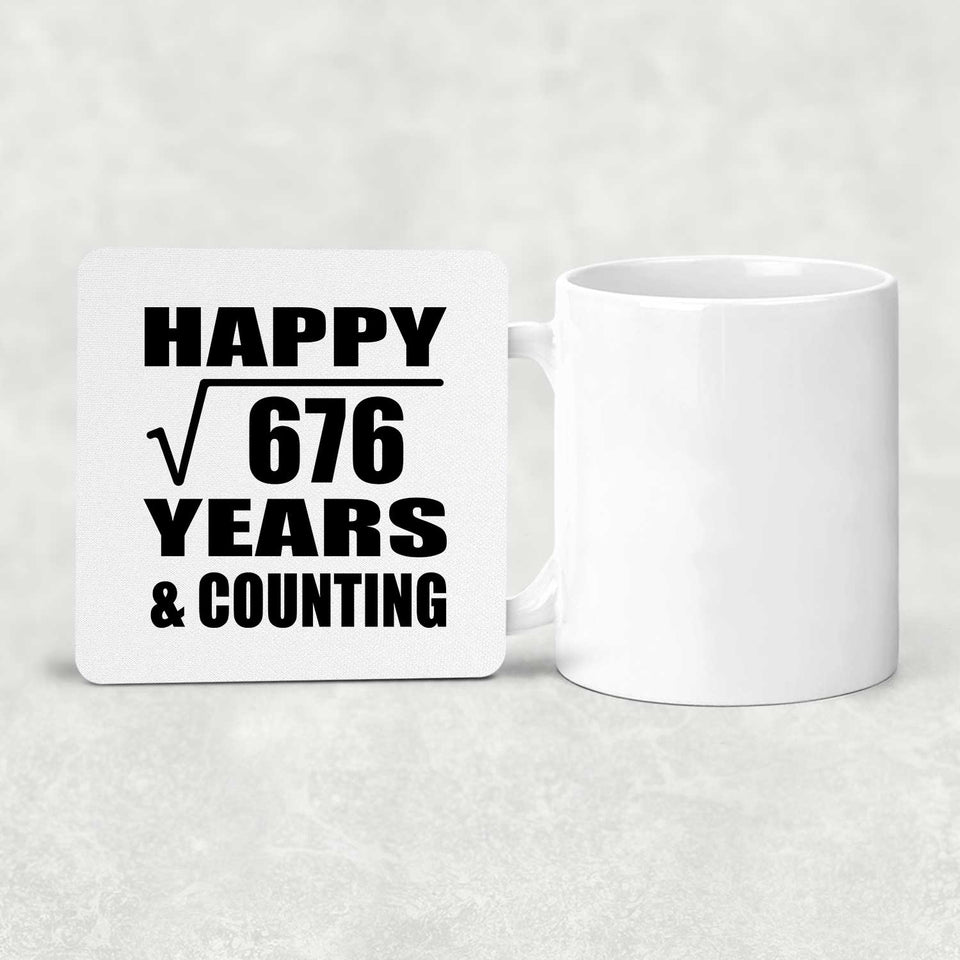 Happy 26th Anniversary Square Root of 676 Years & Counting - Drink Coaster
